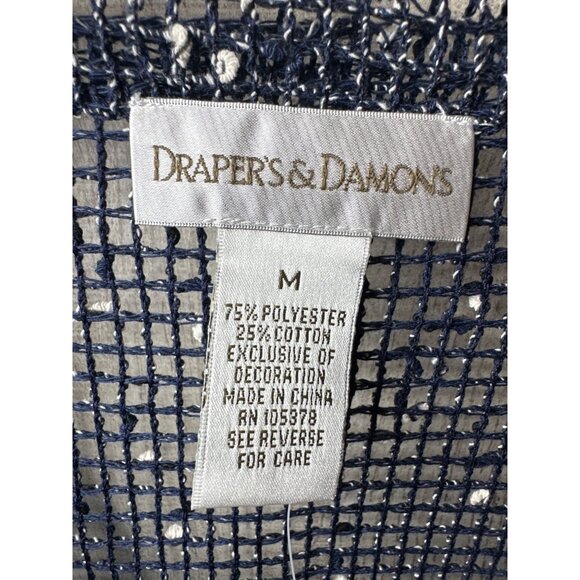 Drapers & Damons Navy & White Open Weave Cardigan Jacket Size Medium - Picture 4 of 6